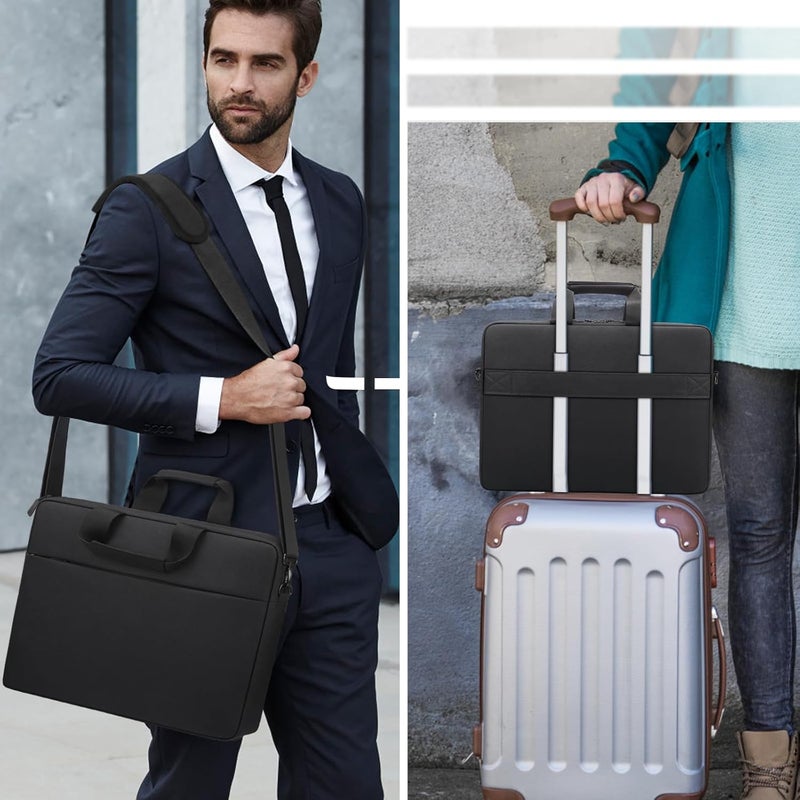 TECOOL 14 Inch Laptop Bag, Waterproof Laptop Case Sleeve Messenger Bag Briefcase with Shoulder Strap for 14 Inch Lenovo HP Dell Acer ASUS Notebook, MacBook Air/Pro 15 Inch, Black - Image 2